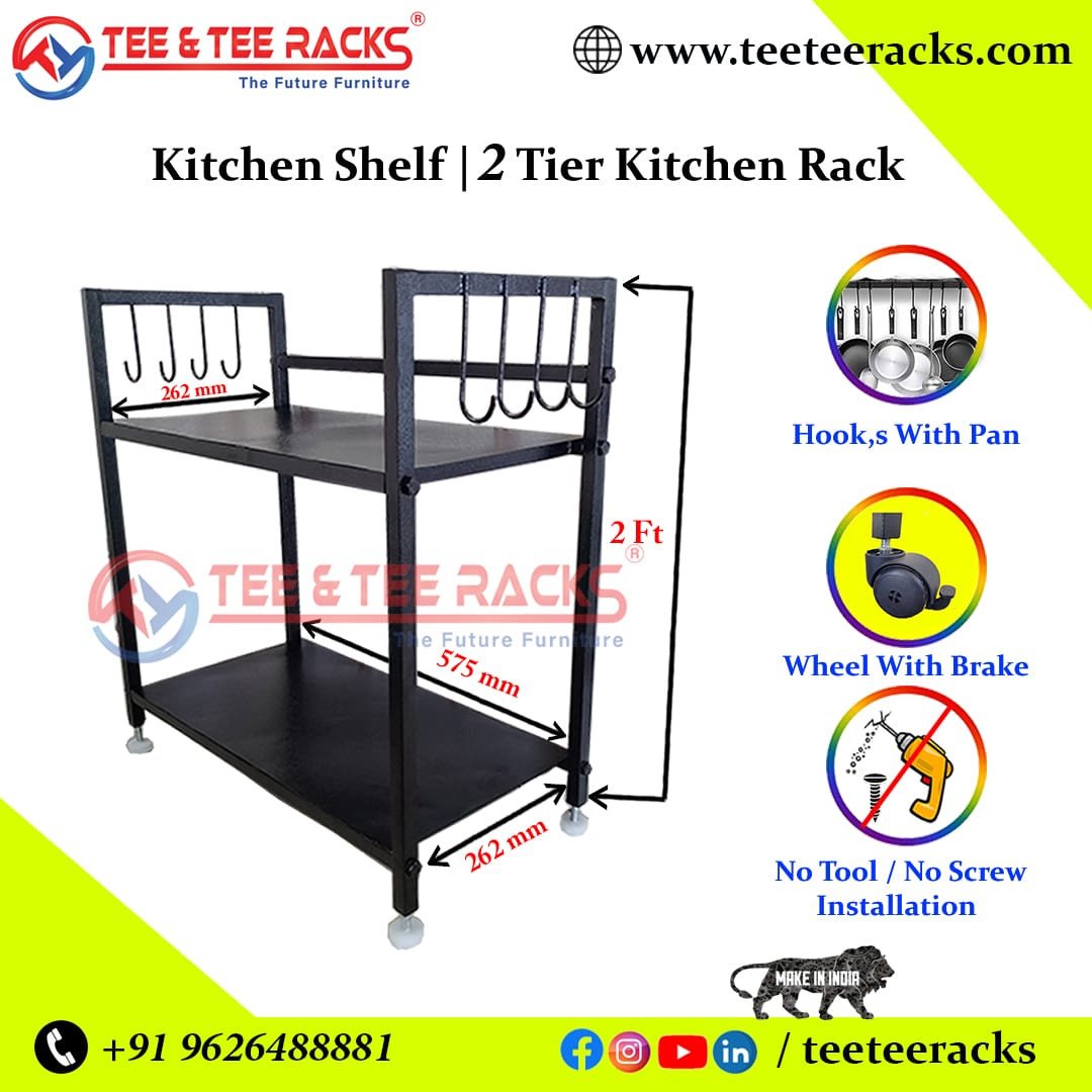 2 TIER Kitchen shelf Masala Jars Organizer Spice Rack Dish Rack Utensil Rack Pot Rack Pan Rack